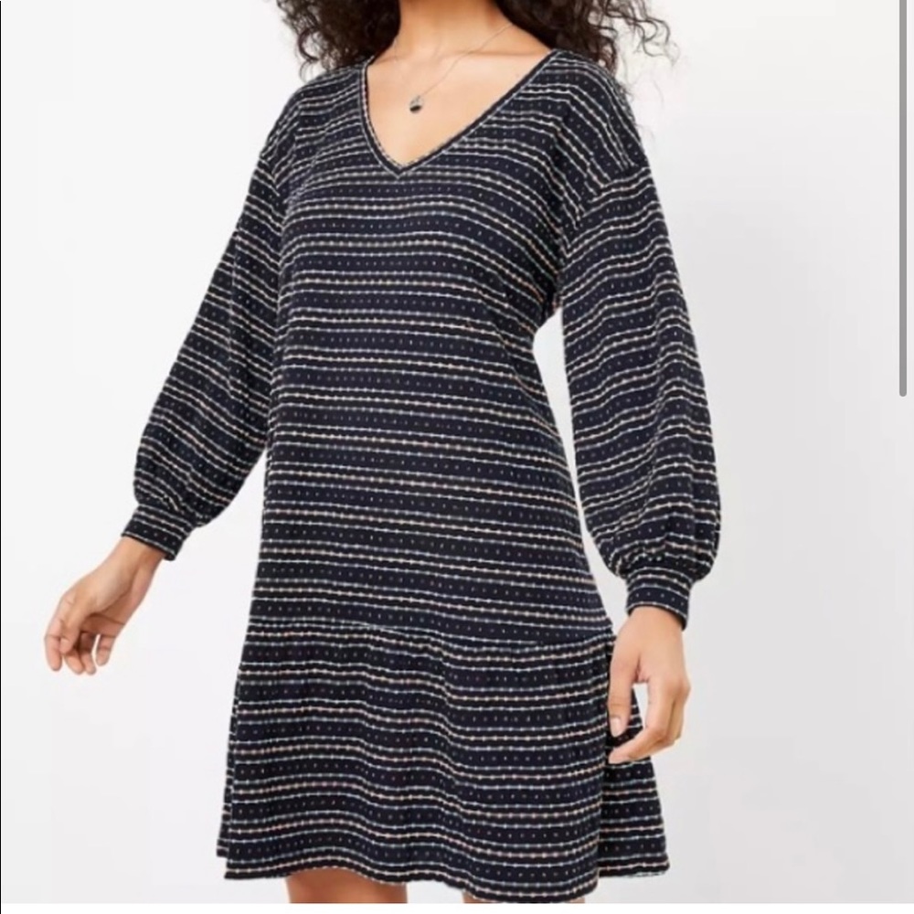 Dot Stripe Flounce Sweatshirt Dress